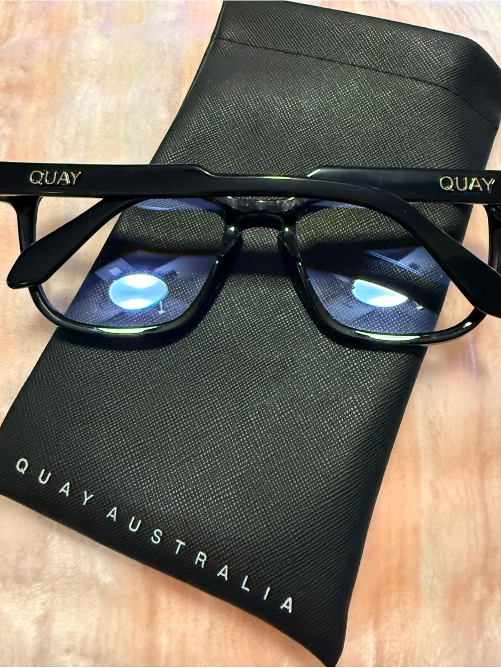 Quay Australia Black Frames with Blue-Tint Lenses